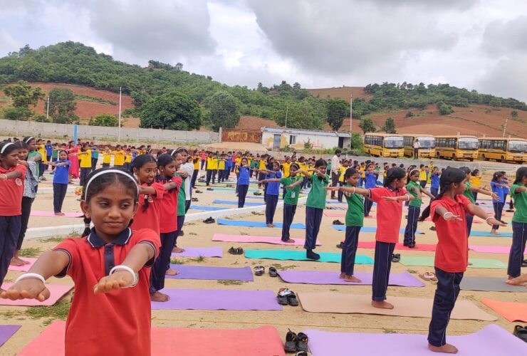 Yoga day at Jnanasagara School