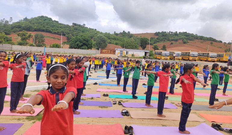 Yoga day at Jnanasagara School